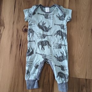 Tesa Babe Size 6-12M Short Sleeve Pants Playsuit Turquoise Grey Elephant Giraffe